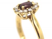 9ct Gold Ruby & Diamond Oval Cluster Ring