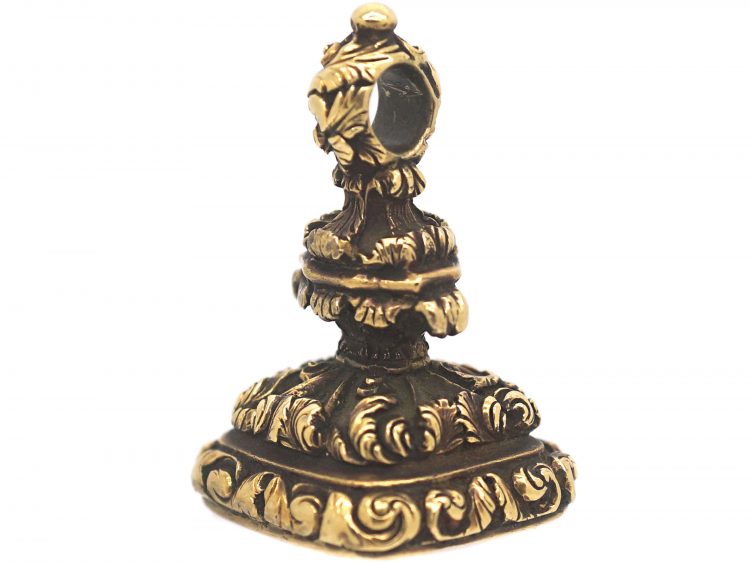 Late Georgian 18ct Gold Seal With Carnelian Intaglio of a Lion Rampant