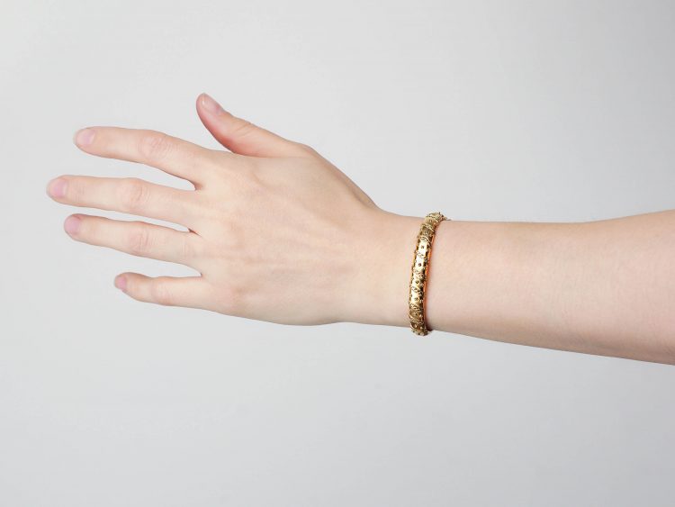 Victorian 15ct Gold Bangle with Applied Decoration