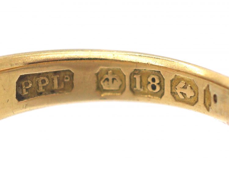 Victorian 18ct Gold, Three Stone Diamond Gypsy Ring