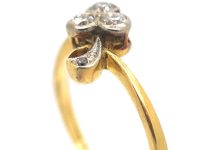 Edwardian 18ct Gold & Platinum Three Leaf Clover Ring set with Diamonds