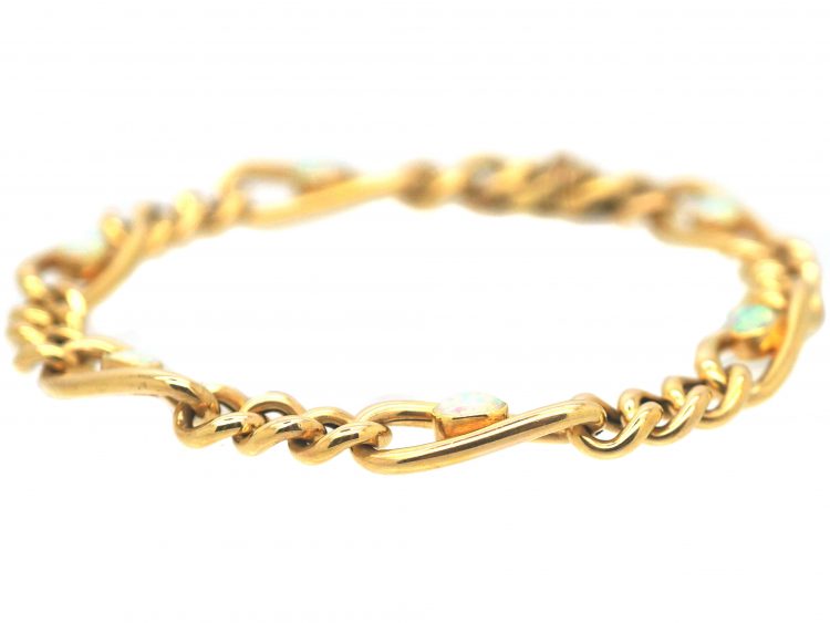 Edwardian 15ct Gold Bracelet set with Opals