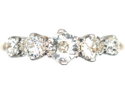 Early 20th Century 18ct Gold & Platinum, Five Stone Diamond Ring