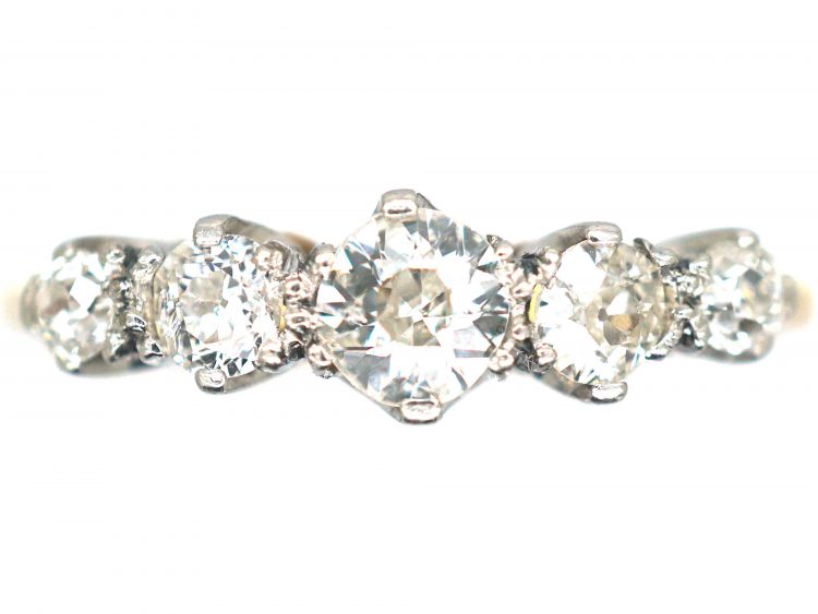 Early 20th Century 18ct Gold & Platinum, Five Stone Diamond Ring