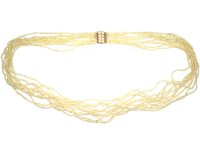 Georgian Ten Strand Natural Seed Pearls Necklace with 15ct Gold & Natural Split Pearl Clasp