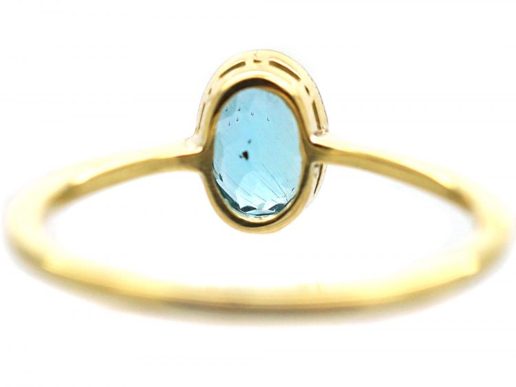 Art Deco 18ct Gold & Platinum, Aquamarine Ring