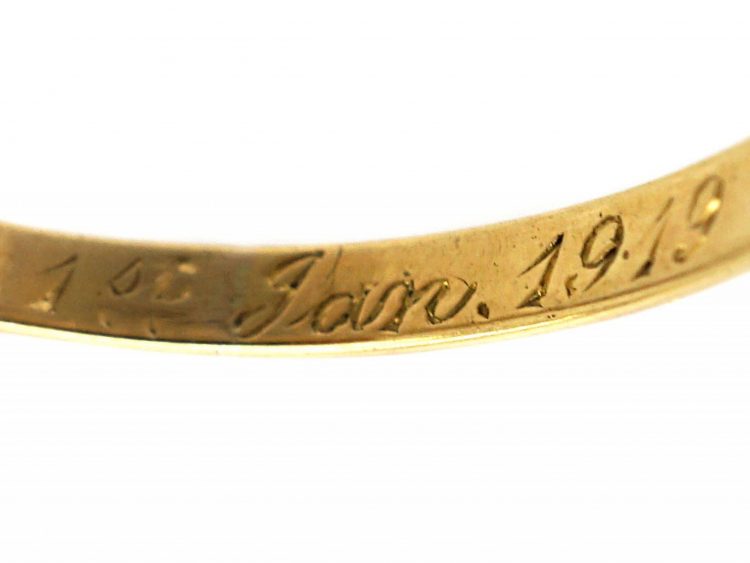 Edwardian 18ct Gold Five Stone Diamond Carved Half Hoop Ring