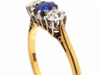 Early 20th Century 18ct Gold & Platinum, Sapphire & Diamond Three Stone Ring