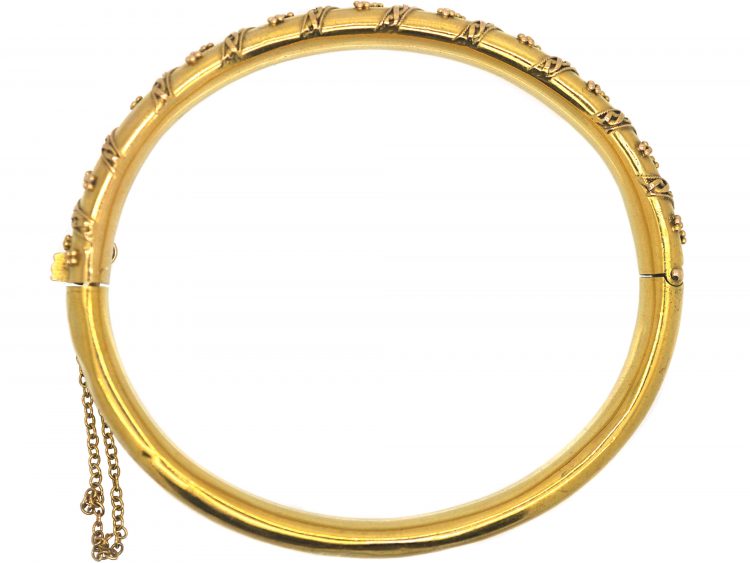 Victorian 15ct Gold Bangle with Applied Decoration