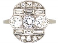 Art Deco Platinum, Diamond Geometric Ring