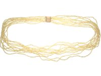 Georgian Ten Strand Natural Seed Pearls Necklace with 15ct Gold & Natural Split Pearl Clasp
