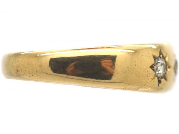 Victorian 18ct Gold, Three Stone Diamond Gypsy Ring