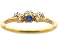 Early 20th Century 18ct Gold & Platinum, Sapphire & Diamond Three Stone Ring