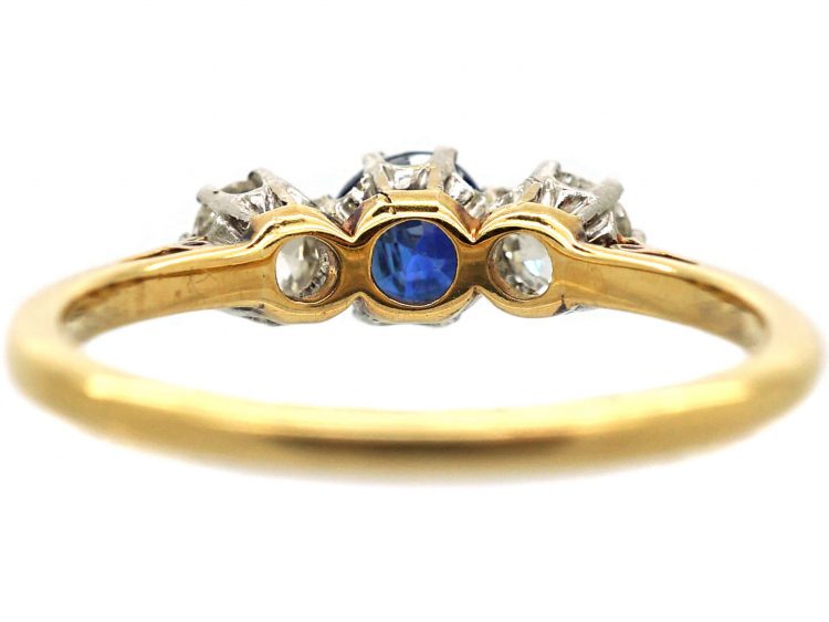 Early 20th Century 18ct Gold & Platinum, Sapphire & Diamond Three Stone Ring