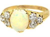Edwardian 18ct Gold Opal & Diamond Ring