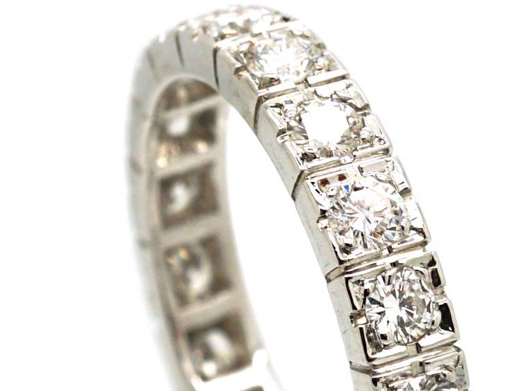 Art Deco French 18ct White Gold & Diamond Eternity Ring