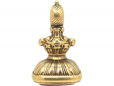 William IV 18ct Gold Seal with Carnelian Intaglio of a Cockerel