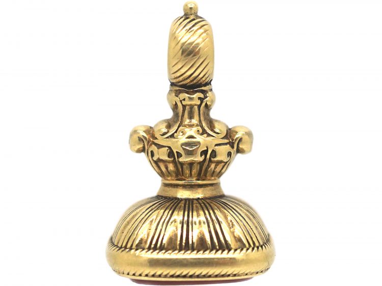 William IV 18ct Gold Seal with Carnelian Intaglio of a Cockerel