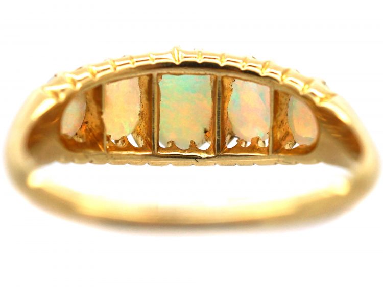 Edwardian 18ct Gold Five Stone Opal Ring