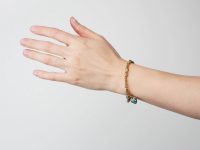 Georgian 15ct Gold & Turquoise Forget Me Not Bracelet with Heart Shaped Drop with Glazed Locket on Reverse