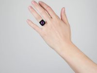 Art Deco Platinum, Onyx & Amethyst Geometric Ring