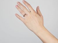 French Belle Epoque 18ct Gold Ring set with Two Natural Pearls & Two Rose Diamonds