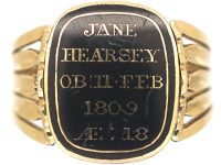 Georgian 18ct Gold, Cabochon Garnet & Natural Split Pearl Swivel Mourning Ring