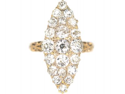Victorian 18ct Gold, Marquise Shaped Diamond Ring