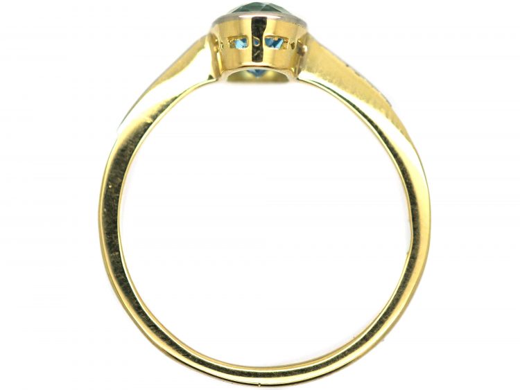 Art Deco 18ct Gold & Platinum, Aquamarine Ring