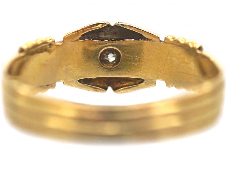 Victorian 18ct Gold Kiss Ring Set With a Diamond