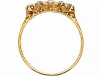 Edwardian 18ct Gold Five Stone Diamond Carved Half Hoop Ring