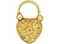 William 1V 18ct Gold Large Heart Shaped Padlock with Repoussé Detail