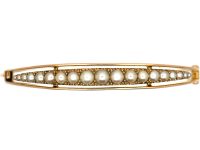 Edwardian 15ct Gold & Natural Split Pearls Bangle