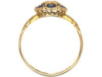 Edwardian 18ct Gold Sapphire & Diamond Cluster Ring
