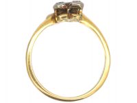 Edwardian 18ct Gold & Platinum Three Leaf Clover Ring set with Diamonds