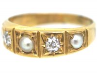 Victorian 18ct Gold Natural Split Pearl & Diamond Ring