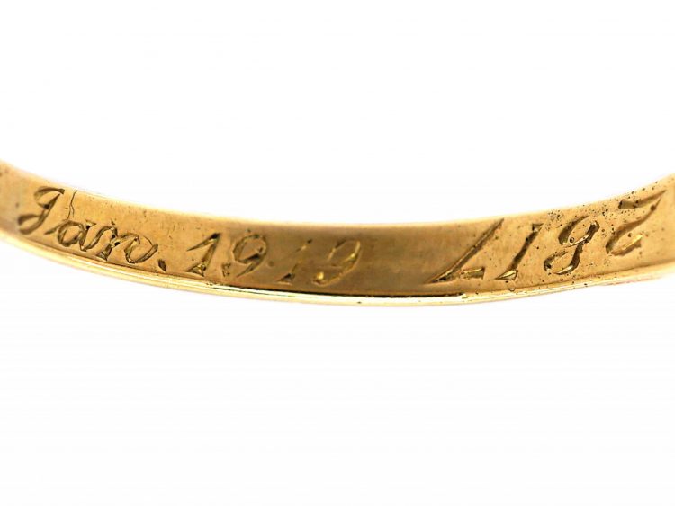 Edwardian 18ct Gold Five Stone Diamond Carved Half Hoop Ring