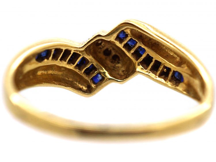 18ct Gold, Sapphire & Diamond Crossover Ring