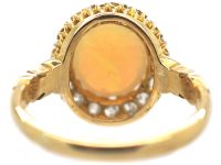 Victorian 18ct Gold , Opal & Rose Diamond Cluster Ring