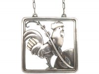 Silver Rooster Pendant on Chain by Arno Malinowski for Georg Jensen