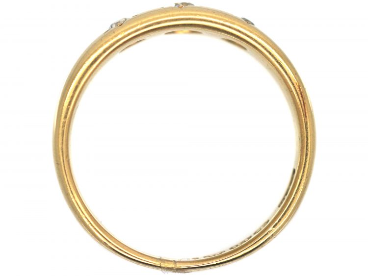 Victorian 18ct Gold, Three Stone Diamond Gypsy Ring