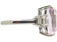 18ct White Gold, Kunzite & Diamond Ring