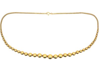 French 18ct Gold Graduated Bead Necklace