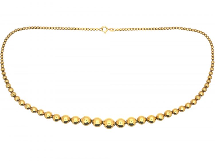 French 18ct Gold Graduated Bead Necklace