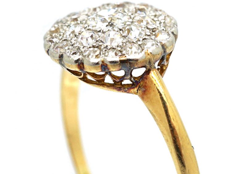 Edwardian 18ct Gold & Platinum Diamond Cluster Ring