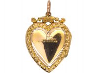Edwardian 9ct Gold Back & Front Heart Shaped Locket with Paste Set Swallow Motif