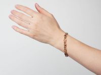 Edwardian 15ct Gold, Sapphire & Diamond Curb Link Bracelet