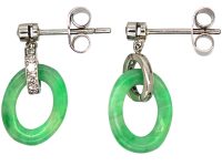 Art Deco Jade & Diamond Drop Earrings