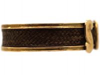 Victorian 18ct Gold & Hair Mourning Ring with Buckle Design