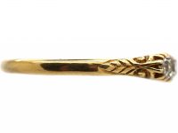 Edwardian 18ct Gold Five Stone Diamond Carved Half Hoop Ring